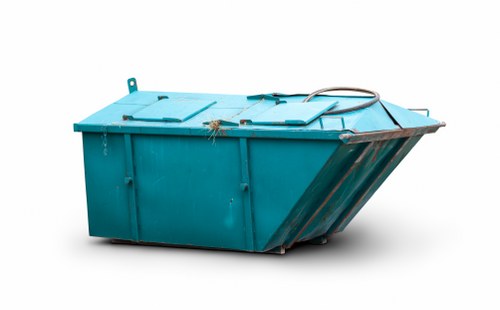 Photograph of a skip on a roadside showing skip hire operations