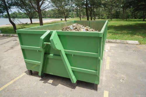 Various construction materials sorted for recycling
